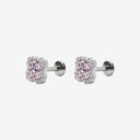 Diamond-Paved Four-Leaf Clover Titanium Flat Back Earrings