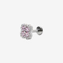 Diamond-paved four-leaf clover flat back earrings