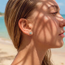 Diamond-paved four-leaf clover flat back earrings