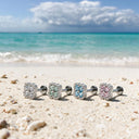 Diamond-paved four-leaf clover flat back earrings
