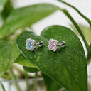 Diamond-Paved Four-Leaf Clover Titanium Flat Back Stud Earrings