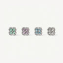 Diamond-paved four-leaf clover flat back earrings
