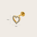 Diamond Heart 18K Gold Plated Titanium Flat Back Earrings