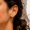 Diamond-studded heart flat back earrings