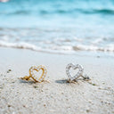 Diamond-studded heart flat back earrings
