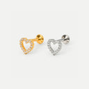 Diamond-studded heart flat back earrings