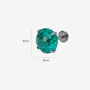Teal Brilliant Cut CZ Titanium Flat Back Earrings