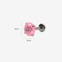 Firework-Cut Birthstone Round CZ Titanium Flat Back Stud Earrings