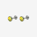 Fluorescent Opal Round-Bezel Titanium Flat Back Earrings