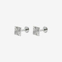 Fluted Block 18K Gold Plated Titanium Flat Back Earrings