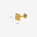 Fluted Block 18K Gold Plated Titanium Flat Back Earrings