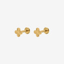 Fluted Four-Leaf Clover 18K Gold Plated Titanium Flat Back Earrings