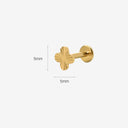 Fluted Four-Leaf Clover 18K Gold Plated Titanium Flat Back Stud Earrings
