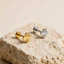 Fluted Four-Leaf Clover flat back earrings