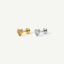 Fluted Heart 18K Gold Plated Titanium Flat Back Earrings