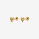 Fluted Heart 18K Gold Plated Titanium Flat Back Earrings