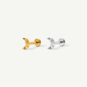 Fluted Crescent Moon 18K Gold Plated Titanium Flat Back Earring