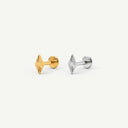 Fluted Rhombus 18K Gold Plated Titanium Flat Back Earrings