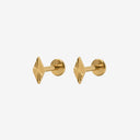 Fluted Rhombus 18K Gold Plated Titanium Flat Back Earrings