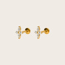 Four-Leaf Starburst 18K Gold Plated Titanium Flat Back Earrings