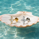 Four-leaf starburst flat back earrings