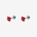 Frosted Pastel Square CZ Titanium Flat Back Earrings
