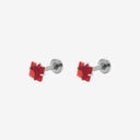Frosted Pastel Square CZ Titanium Flat Back Earrings
