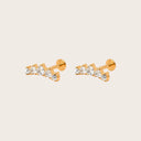 Graduated Pear 18K Gold Plated Titanium Flat Back Earrings