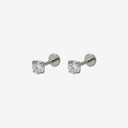 High-sparkle 5A Grade CZ Titanium Flat Back Earrings