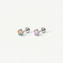 Iridescent Glass Pentagram Titanium Flat Back Earrings