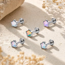 Iridescent Glass Pentagram Titanium Flat Back Earrings