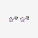 Iridescent Glass Pentagram Titanium Flat Back Earrings