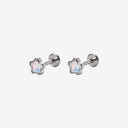 Iridescent Glass Pentagram Titanium Flat Back Earrings