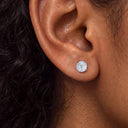 Firework-Cut Birthstone Round CZ Titanium Flat Back Earrings