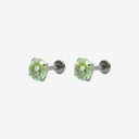 Firework-Cut Birthstone Round CZ Titanium Flat Back Earrings