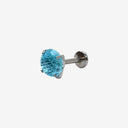 Jan to Dec Firework-Cut Round CZ flat back earrings