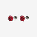 Firework-Cut Birthstone Round CZ Titanium Flat Back Earrings
