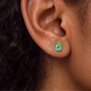 Firework-Cut Birthstone Round CZ Titanium Flat Back Earrings