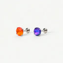 Frosted Birthstone Round CZ Titanium Flat Back Earrings