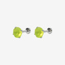 Frosted Birthstone Round CZ Titanium Flat Back Earrings