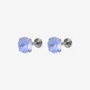 Frosted Birthstone Round CZ Titanium Flat Back Earrings