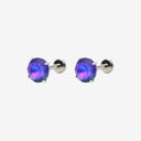 Frosted Birthstone Round CZ Titanium Flat Back Earrings