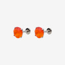 Frosted Birthstone Round CZ Titanium Flat Back Earrings