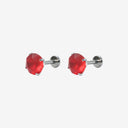 Frosted Birthstone Round CZ Titanium Flat Back Earrings