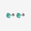 Frosted Birthstone Round CZ Titanium Flat Back Earrings