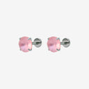 Frosted Birthstone Round CZ Titanium Flat Back Earrings