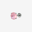 Frosted Birthstone Round CZ Titanium Flat Back Earrings