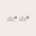 Marquise CZ Cluster Climber 18K Gold Plated Titanium Flat Back Stud Earrings
