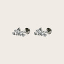 Marquise CZ Cluster Climber 18K Gold Plated Titanium Flat Back Earrings