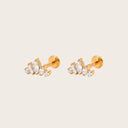 Marquise CZ Cluster Climber 18K Gold Plated Titanium Flat Back Stud Earrings
